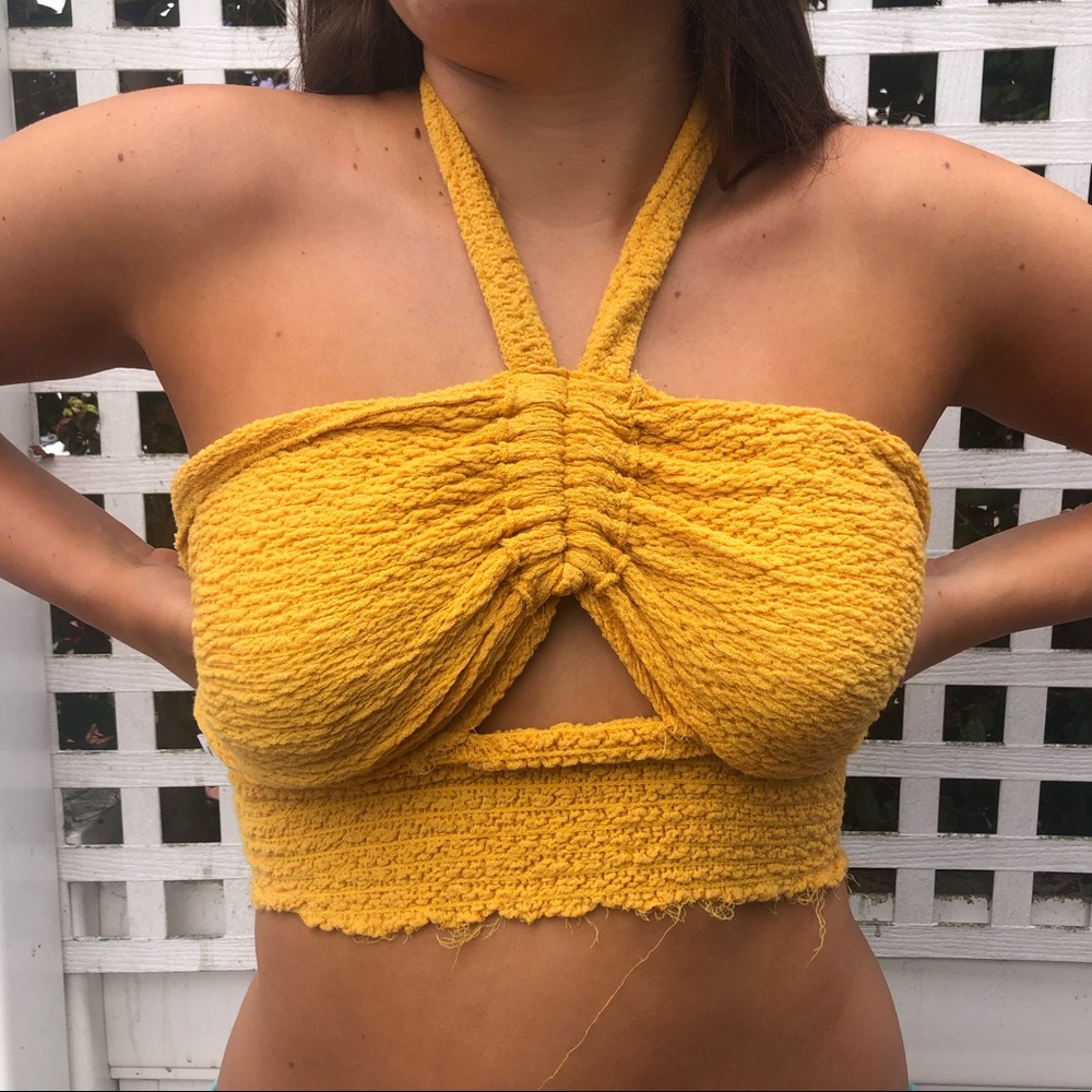 YELLOW URBAN OUTFITTERS HALTER TOP